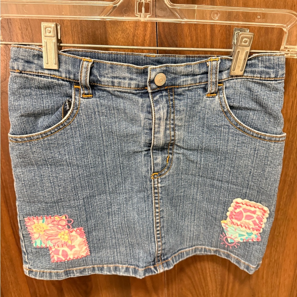 Lilly Pulitzer Blue Denim Skort with Pink Accents
